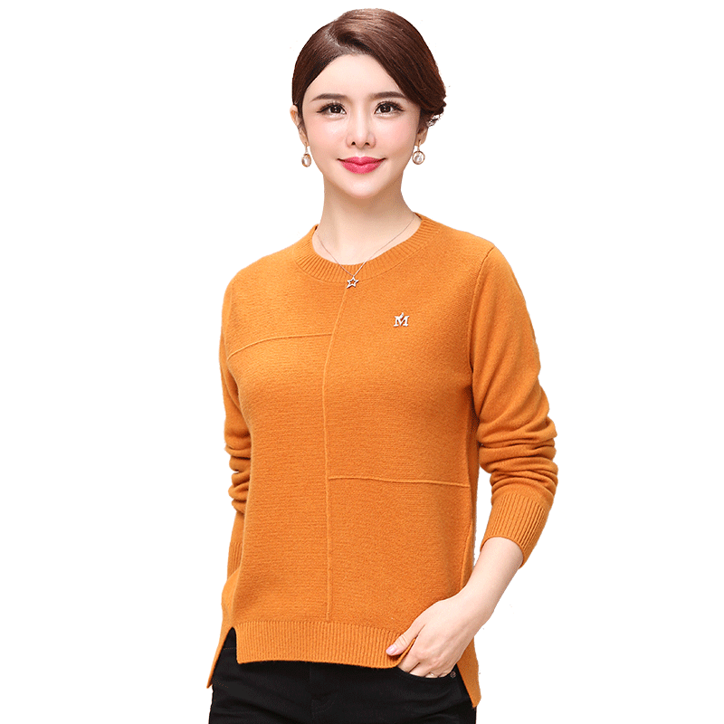 (Len 100%) Gangan Thế giới 2020 mùa xuân Mang New Open Fork T-cổ dài tay áo Loose Knit Sweater D