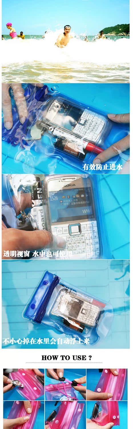 Điện thoại di động / máy ảnh túi chống nước Vỏ chống nước Túi chống nước trôi Thiết bị bơi Túi bơi không thấm nước mẫu áo tắm liền thân đẹp