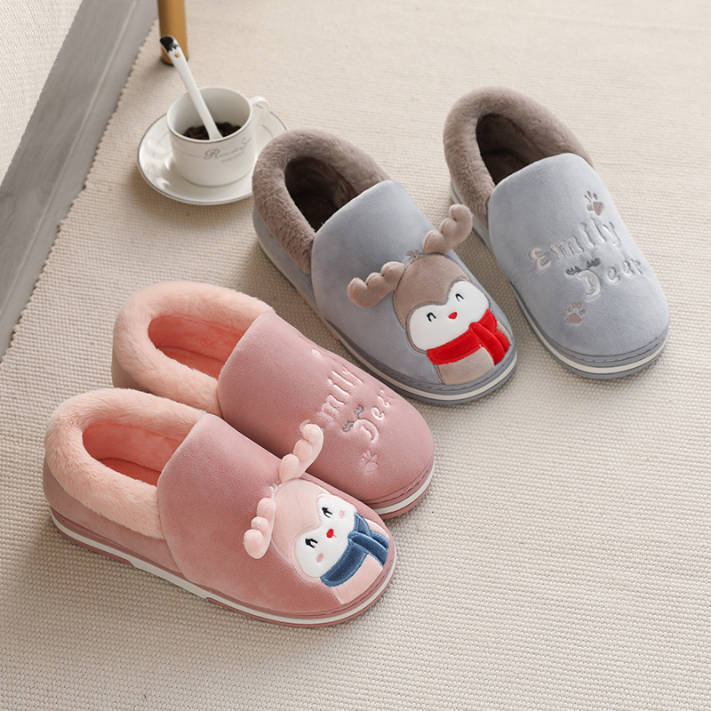 Slippers Female Winter Full Bag Heel Pregnant Woman's Moon Shoes Cute Postnatal Bag Heel With Cotton Slippers Bag Heel Warm