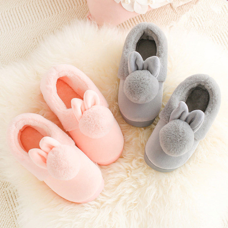 Cotton slippers Female full bag heel Home cute with heel Winter Male Warm Bag Feet Non-slip Winter Style Shoes