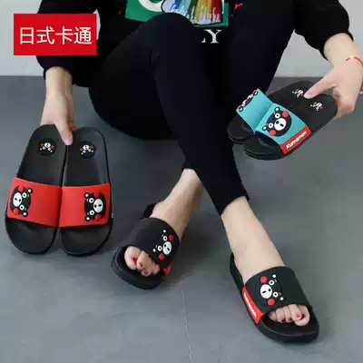 Japanese slippers Women summer sandals 2018 New wear cute bear indoor cartoon black adult slippers summer Men
