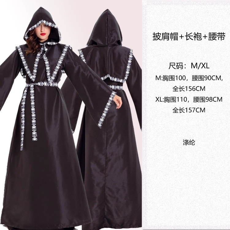 Halloween nữ tu cosplay nam linh mục trang phục Đức Trinh Nữ Maria linh mục thời trung cổ tu sĩ trang phục