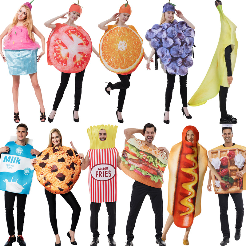Halloween Adult Funny Cosplay Food Burger Hot Dog Pizza Instant Noodles Cockroach Poop Doll Costume