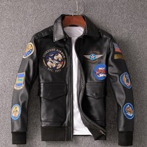 2019 new leather leather mens short slim first layer cowhide multi-standard pilot motorcycle leather jacket jacket tide