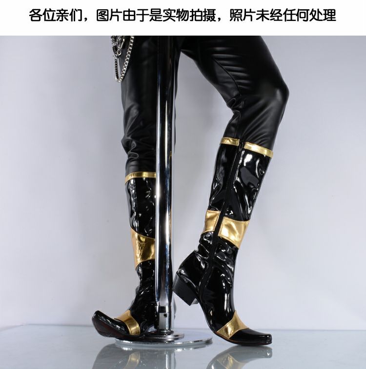 Giày cao gót mũi nhọn bằng da cao gót Punk phiên bản Hàn Quốc tăng hiệu suất sân khấu rock cao giúp giày denim nam giầy lười