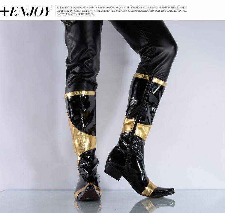 Giày cao gót mũi nhọn bằng da cao gót Punk phiên bản Hàn Quốc tăng hiệu suất sân khấu rock cao giúp giày denim nam giầy lười
