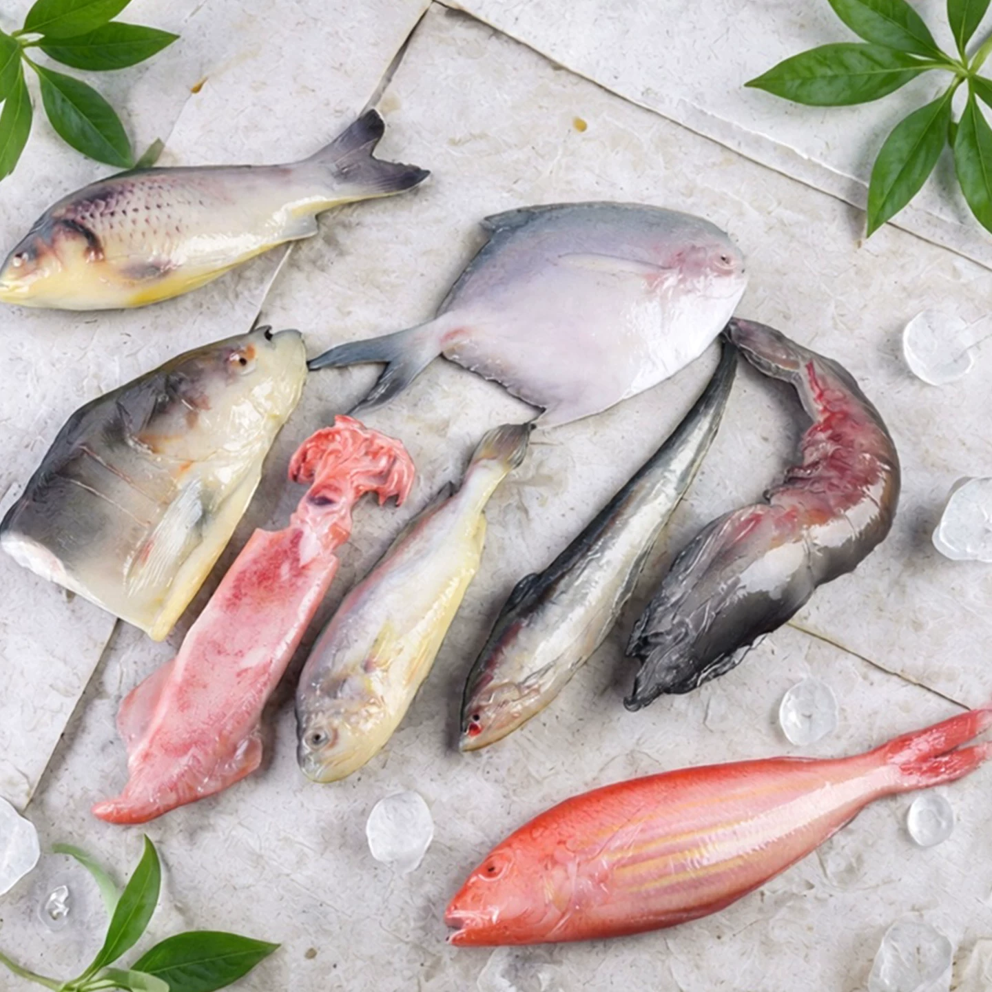 Simulation seafood model raw fruits and vegetable scallops, oyster oyster sea cucumber abalone squid crab crab, lobster props toys