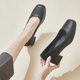 Square toe thick heel soft sole professional shoes for women black heels ສູງ heel ຂະຫນາດກາງ ເກີບດຽວ 4cm ຢ່າງເປັນທາງການ ເກີບແມ່ຍິງ pumps