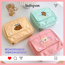 ins original bear hand account bag A6 A7 cute large capacity travel document portable storage bag student stationery box