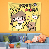 Cute duck girl ins hanging cloth background cloth Childrens room decoration rental house bedside layout dormitory wall cloth cartoon