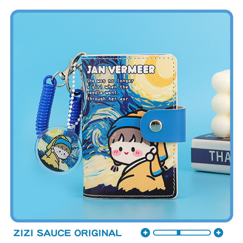 Oil painting Sesame Cheese Sauce Card Packs multi-position Large-capacity documents to contain small driving license anti-magnetic card books women