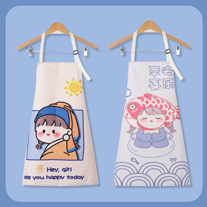 Lovely Sesame Cheese Apron apron Home Kitchen 2021 New Breathable Cotton Linen Pocket Work Catering waterproof and greaseproof