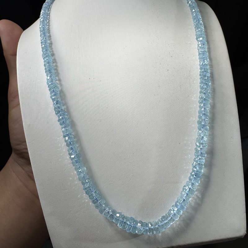 Natural Raw Aquamarine Faceted Abacus Beads Santa Maria Loose Beads Semi-Finished Necklace Bracelet Spacer