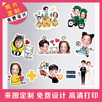 Fridge sticker digy custom photo Magnetic patch set for wedding couple creative decor cartoon cute big head post 3d stand