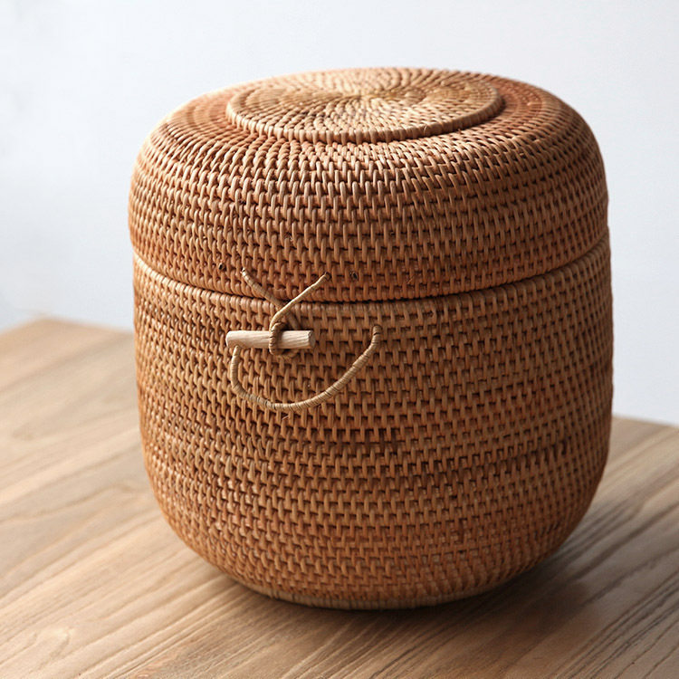 Vietnam Rattan Pu'er Tea Box Pu'er Tea Seven Pies Packaging Bucket Storage Tea Basket Pu'er Bucket Handmade