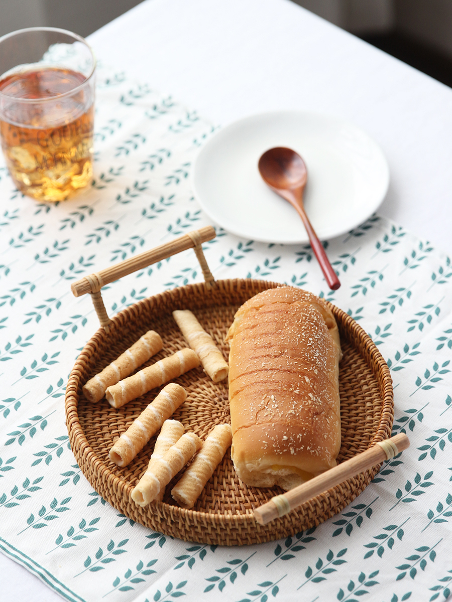 Fuji Disc Tea Dish Bread Fruit Snack Basket Cover Cover for Needle Rocket Basket Mountain Bamboo Wood