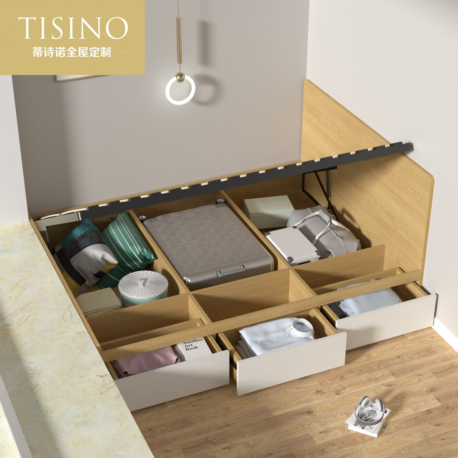 Custom small apartment type tatami bed plate type double bed high box air pressure bed storage bed drawer storage bed storage sheet man bed