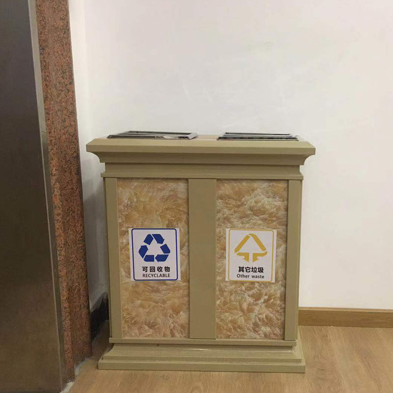 Imitation marble ash bucket three or four classification trash can indoor hotel seat stainless steel titanium storage bucket double bucket