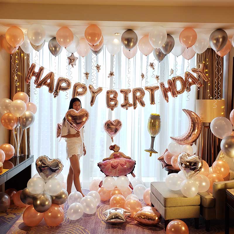 18 years old adult happy birthday net red balloon party decoration background wall scene room decoration supplies girl
