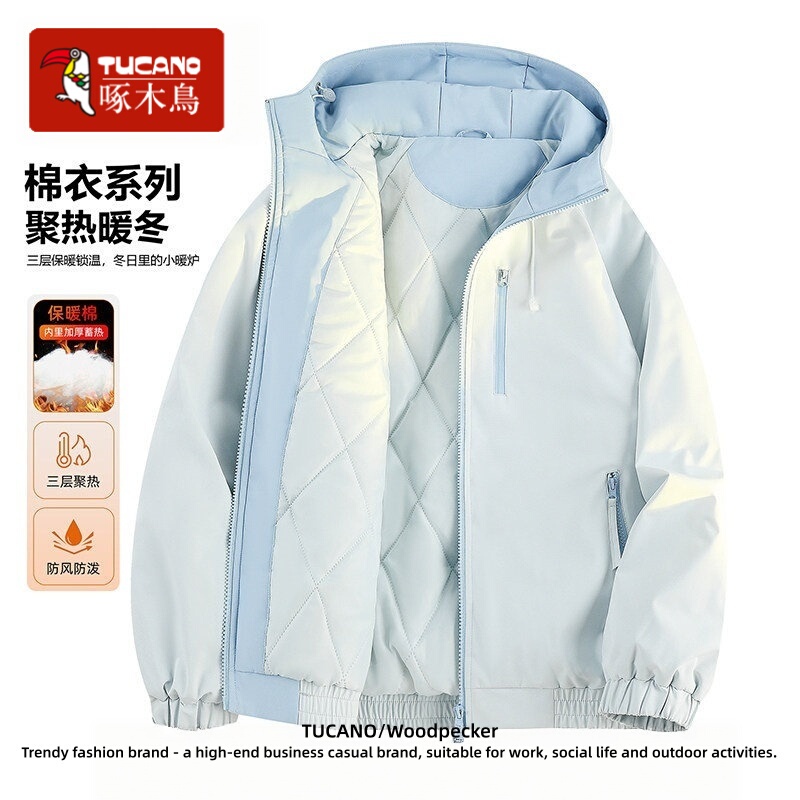 Woodpecker Cotton Jacket for Men and Women, Winter 2026 New Model, Couple's Windbreaker, Student Cotton Coat, Early Spring Padded Jacket