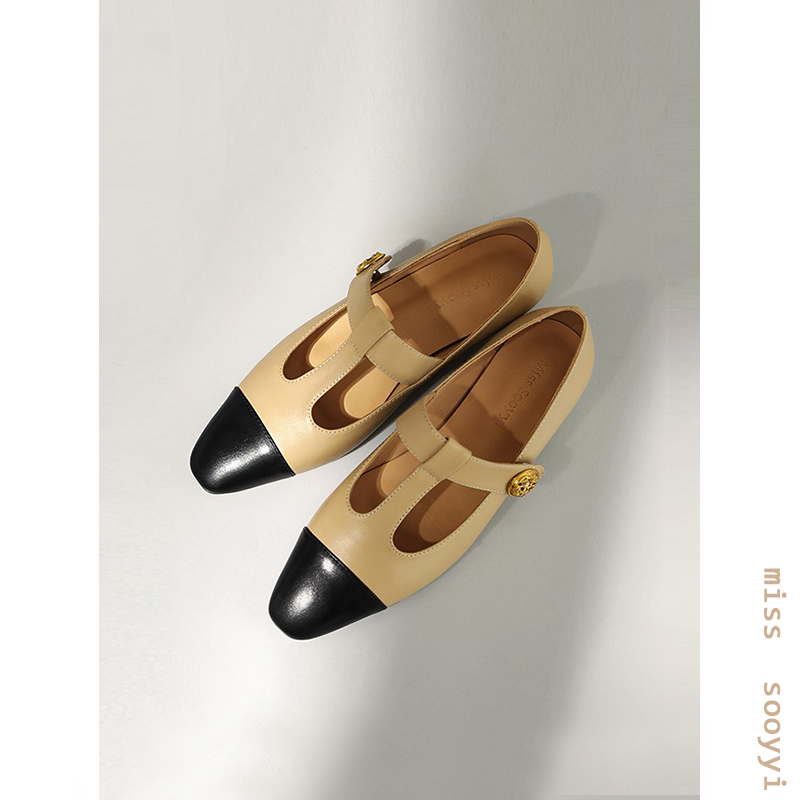 SRX - French vintage Mary shoes are small leather fragrance shoes shallow piece clay shoes