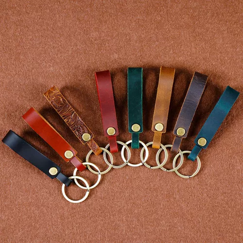 Audi, кожаный брелок подходит для мужчин и женщин, высококлассная креативная подвеска для ключей с застежкой, воловья кожа, из натуральной кожи, простой и элегантный дизайн, креативный подарок