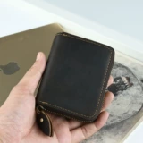 Ретро кожаный бумажник с молнией, вместительный и большой орган, картхолдер, из натуральной кожи