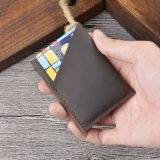 Изменение популярности, заголовок ручной работы в ретро, ​​Cowbon Male Crazy Horse Skin Mini, простой набор держателей карт личности