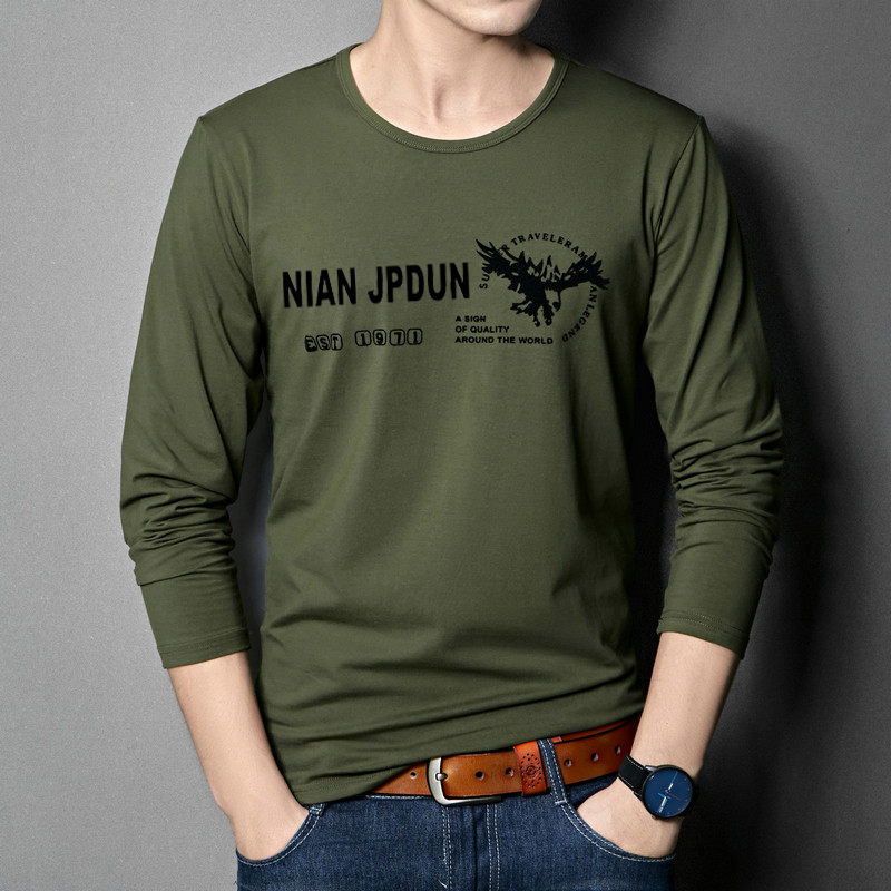 JPDUN flagship store solid color large size long-sleeved T-shirt special forces army fan thin cotton shirt round neck thick cotton T men