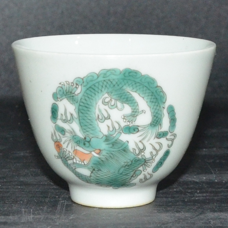 Antique Antique Collection Jingdezhen Factory Porcelain Hand-painted Pastel Dragon Tea Cup Home Life Ceramics
