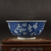 Great Qing Kangxi Year hand painted blue bottom maple leaf bowls Jingdezhen antique porcelain ancient and antique old stock old goods ceramic boutique
