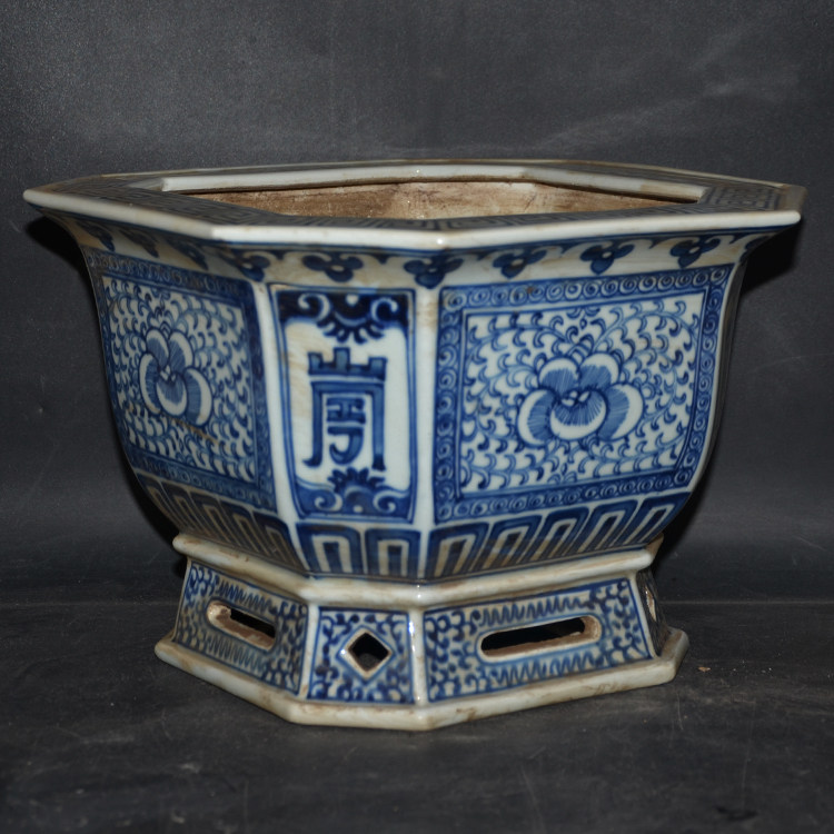 Jingdezhen factory goods porcelain hand painted green flower Tangle Branches Lotus grain inlaid with large number of flower pots Ancient playing antique collection Porcelain-Taobao