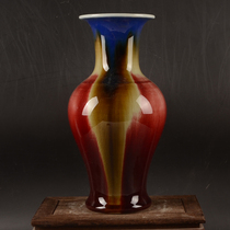 Jingdezhen High temperature color glaze Three sheep Kaitai Tail Bottle Vase Home Decoration Boutique Ceramics Ancient Play Antiques