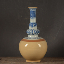 Jingdezhen Jianguo Porcelain Factory factory goods porcelain yellow glaze blue and white gourd vase Jingdezhen old goods ceramic boutique
