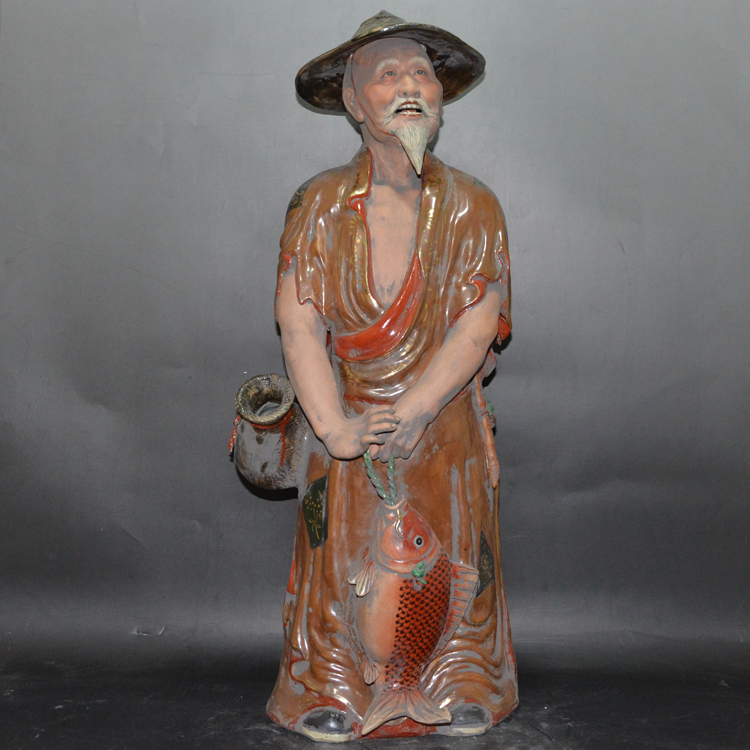 Ancient Play Antique Collection Jingdezhen Factory Goods Porcelain Fisherman Figure Statue Swing Piece Furniture furniture