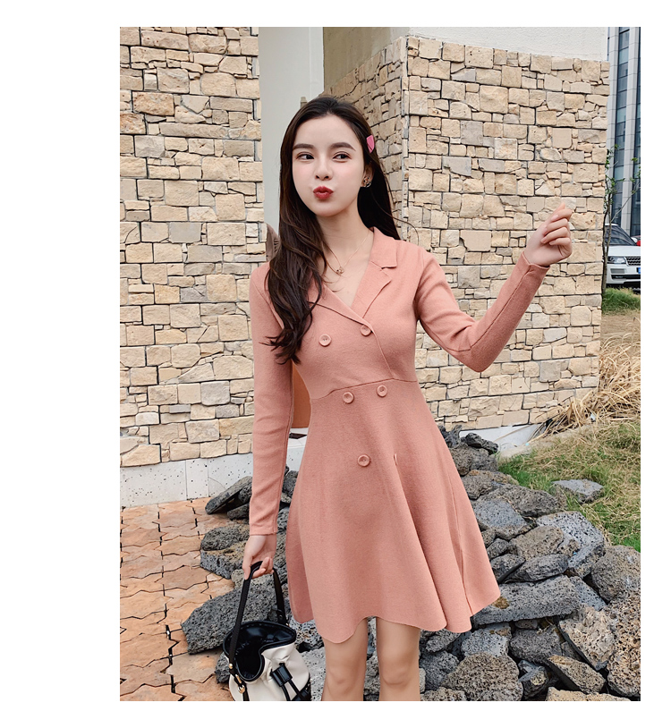 VK旗艦店 韓國風優雅氣質針織高腰小香風長袖洋裝