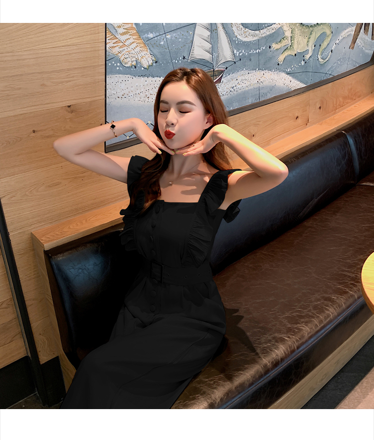 VK旗艦店 韓系高腰荷葉邊連身褲套裝無袖褲裝