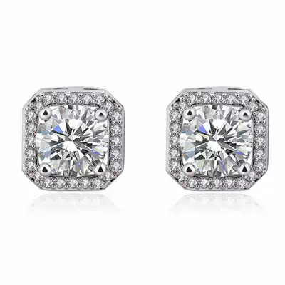New luxury classic hot fashion jewelry square earrings inlaid with crystal zircon high-end wedding wear earrings jewelry