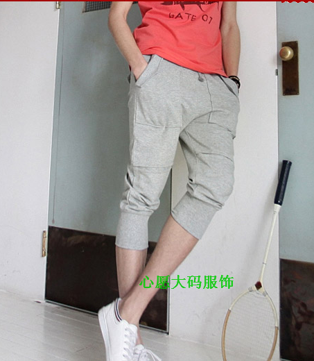 Mùa hè mới nam rộng cotton lỏng màu cắt quần quần kích thước lớn quần thể thao quần thun tùy chỉnh quần jean ngố nam cao cấp