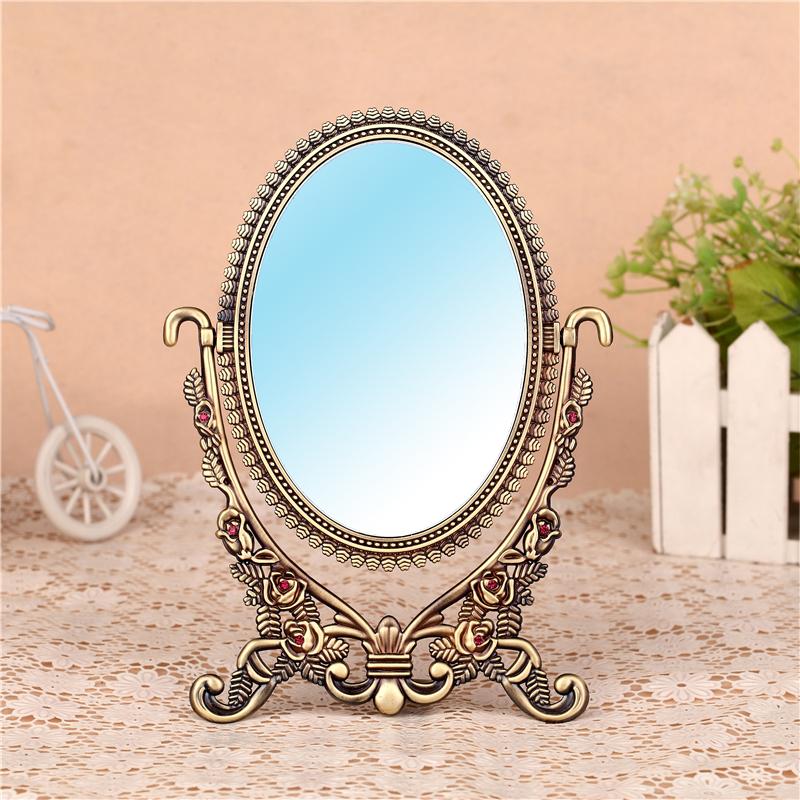 ALINA desktop metal student mirror European vintage double-sided makeup mirror portable cosmetic mirror cute princess