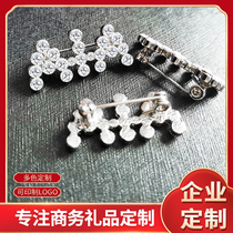 Diamond-studded brooch custom-studded personality fashion simple LOGO making company LOGO and Quan gift