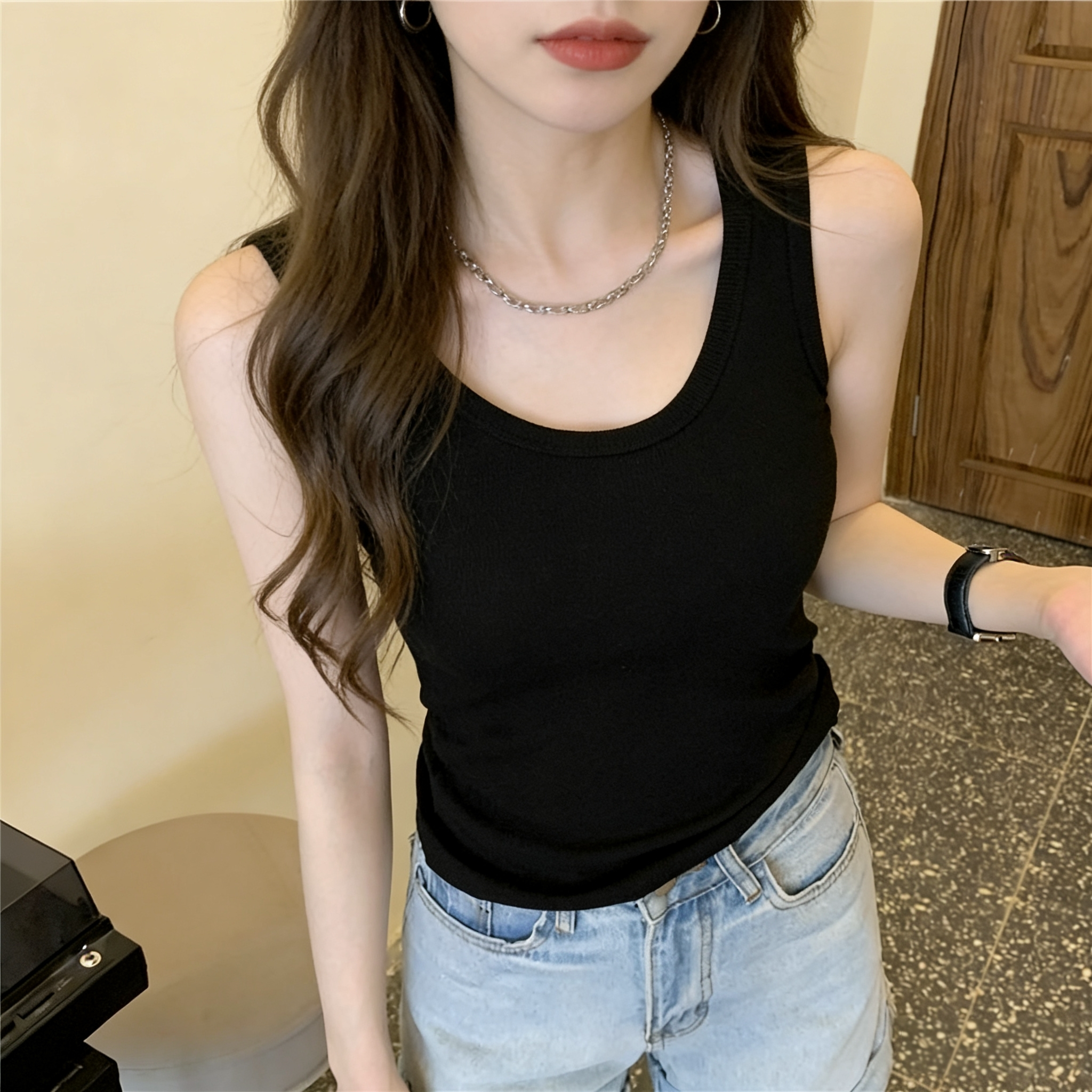 莫代尔吊带背心女辣妹内搭新款韩版显瘦遮副乳美背打底无袖上衣女