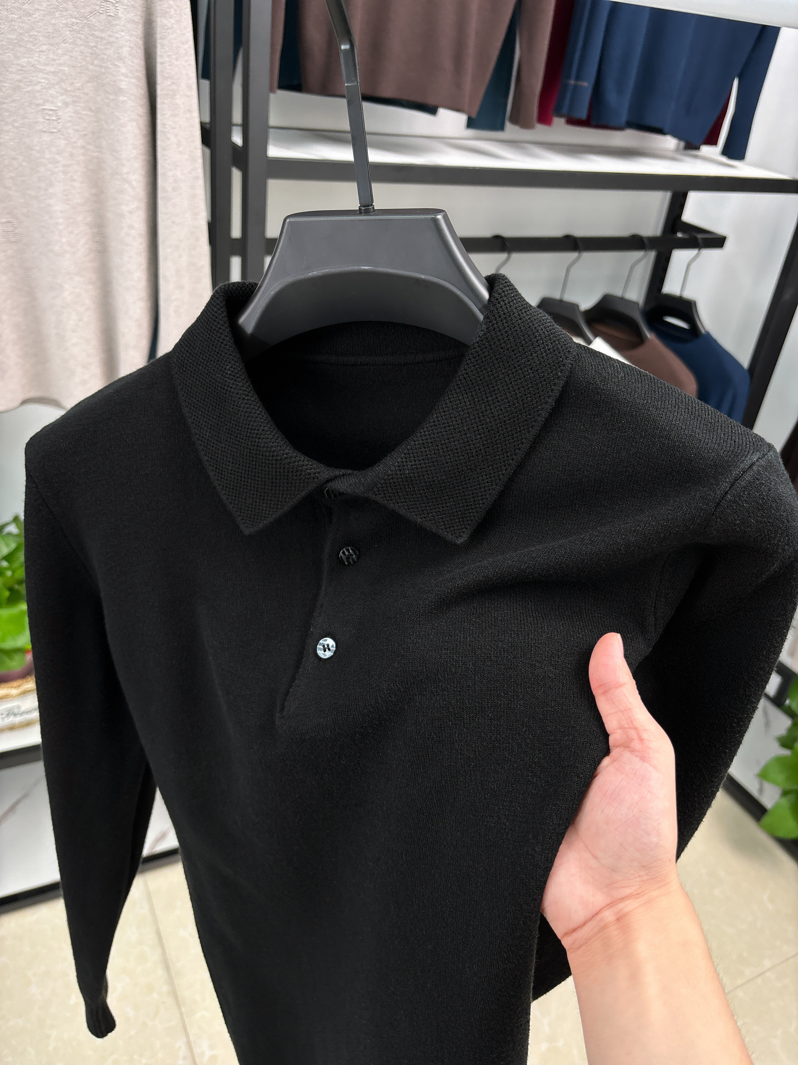 【500G Heavy Wool Sweater】Lapel Collar Warm Sweater 2025 Winter New Solid Color Knitted Base Shirt for Men