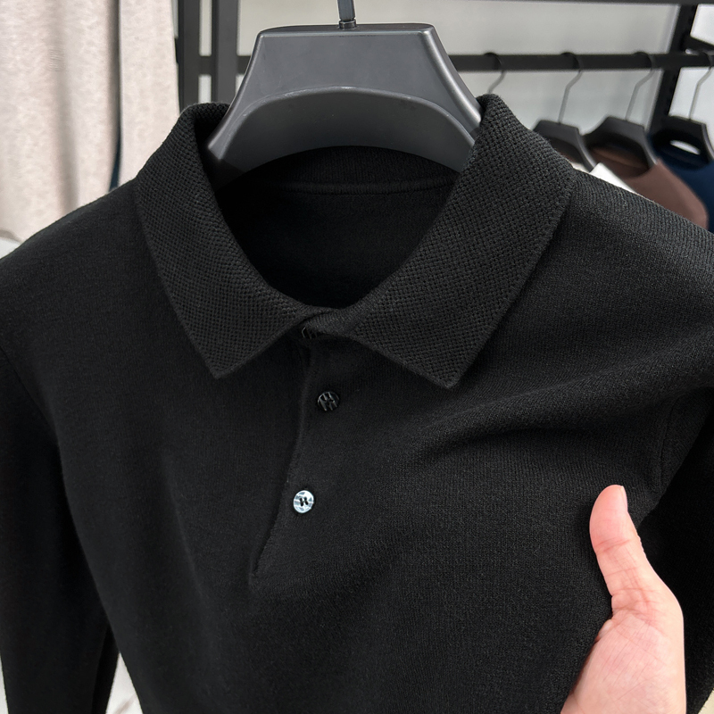 【500G Heavy Wool Sweater】Lapel Collar Warm Sweater 2025 Winter New Solid Color Knitted Base Shirt for Men 【500G Heavy Wool Sweater】Lapel Collar Warm Sweater 2025 Winter New Solid Color Knitted Base Shirt for Men