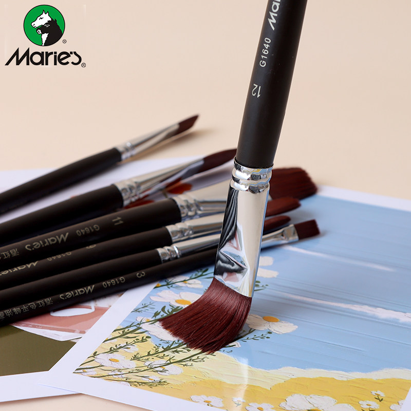 Marley nylon oil brush flat head single professional acrylic painting beginner children's watercolor pen painting brush 1640