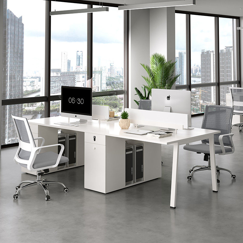 Staff Desk chair combination minimalist modern 4 people 6 staff Computer Partition Screen Desk Office Furniture