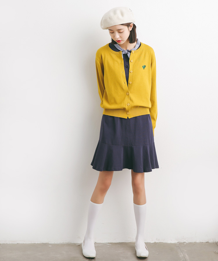 Áo len lông cừu EAL 2019 mùa xuân áo len nữ rộng rãi Hàn Quốc áo len cổ tròn hoang dã A978 - Đan Cardigan áo cardigan