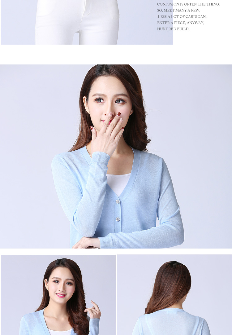 Áo len dệt kim lụa nữ mùa hè ngắn phần bên ngoài áo chống nắng áo điều hòa không khí bên ngoài mùa hè mỏng phần dài tay áo mỏng nữ áo len gile