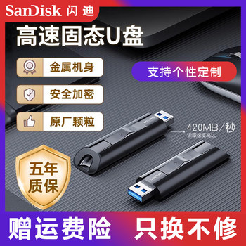 Sandisk Solid-State USB Flash Drive 128g Ssd Mobile Hard Drive 256g Encrypted Wtg High-Speed 512g USB Flash Drive 1t Engraved Cz880