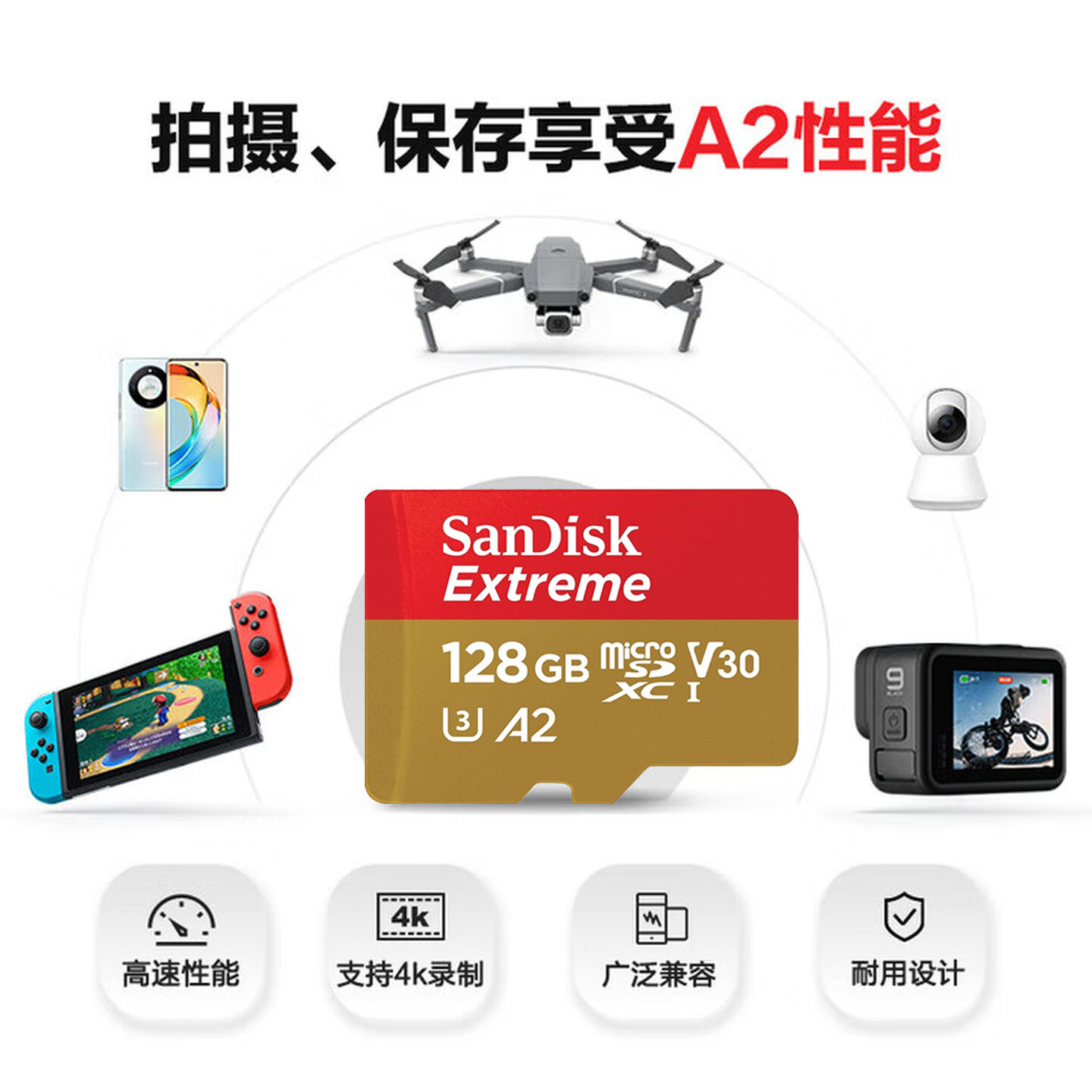 Sandisk Tf Card 128g Drone Gopro Dji Pocket 3 Action Camera Sd Memory Card 256g Memory Card
